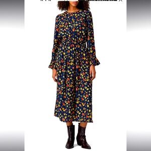 Victor Alfaro Watercolor Floral Midi Dress Floral Print Women's Dress